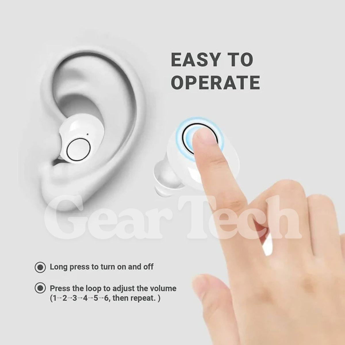 Bluetooth Rechargeable In-Ear Hearing Aids — Direct App Control Interface
