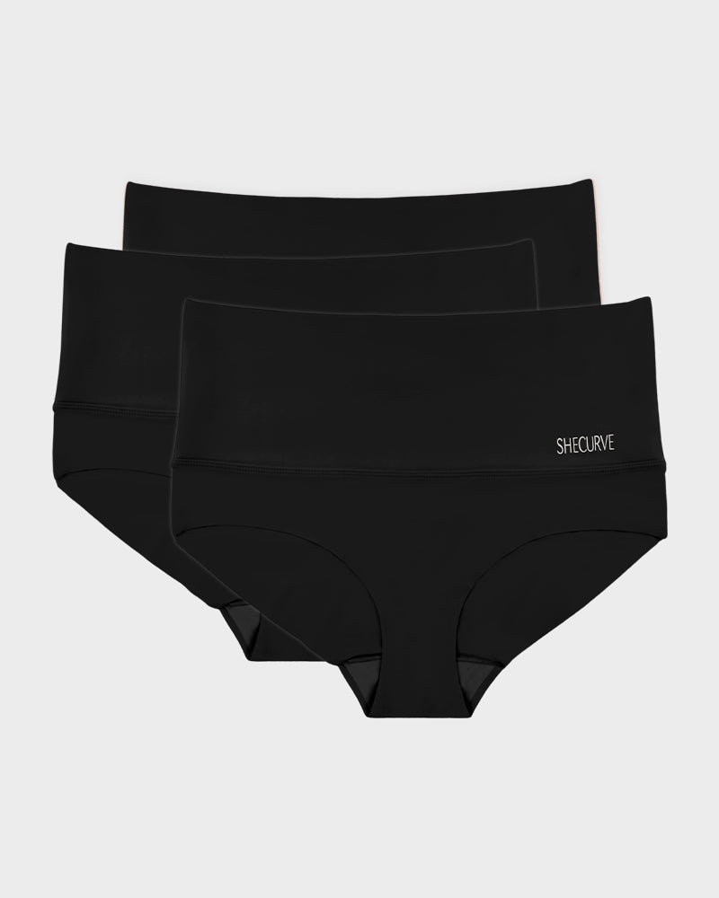 Pachet Desfino de 3 chiloți cu talie înaltă pentru femei, cu efect de control al abdomenului