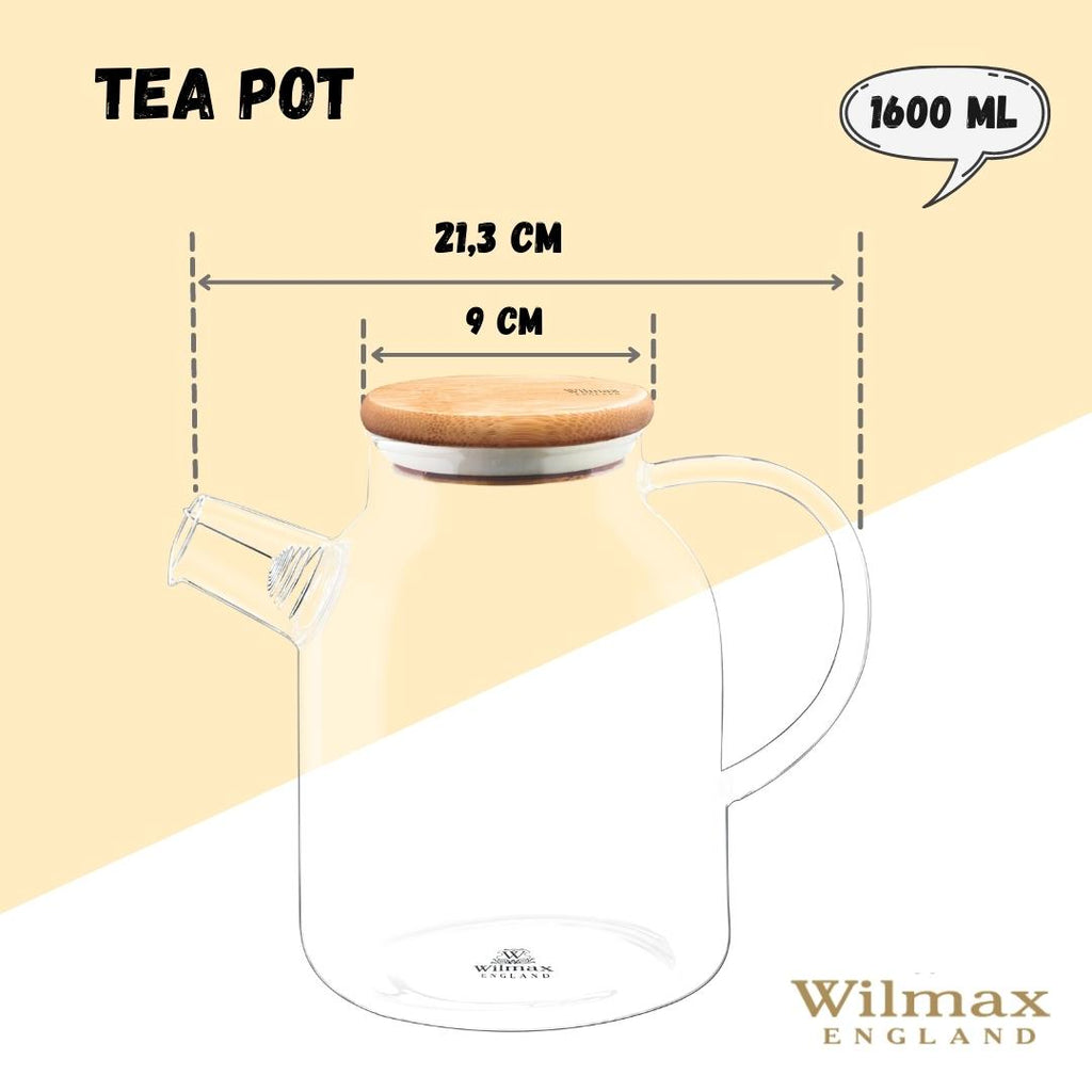 Wilmax-Thermoglastheekanne 54oz — Für Teeliebhaber, herdgeeignet | Desfino