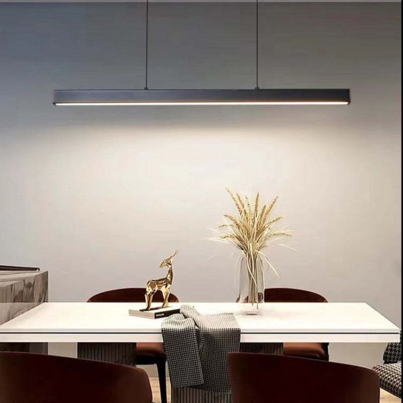 Lampă LED liniară Nexis — metal negru/maro, abajur acrilic reglabil - Desfino