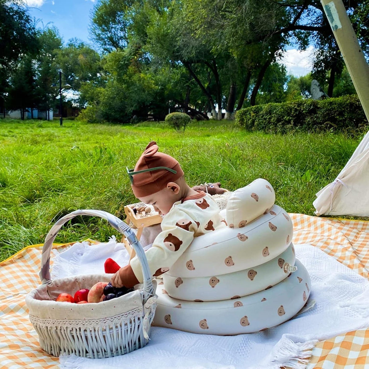 NovaNest Inflatable Baby Chair — Built-In Pump, Curved Backrest - Desfino