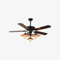 Industrielle Deckenventilatorleuchte – Flügel aus Holz oder Eisen, Größen 42 oder 52 Inch