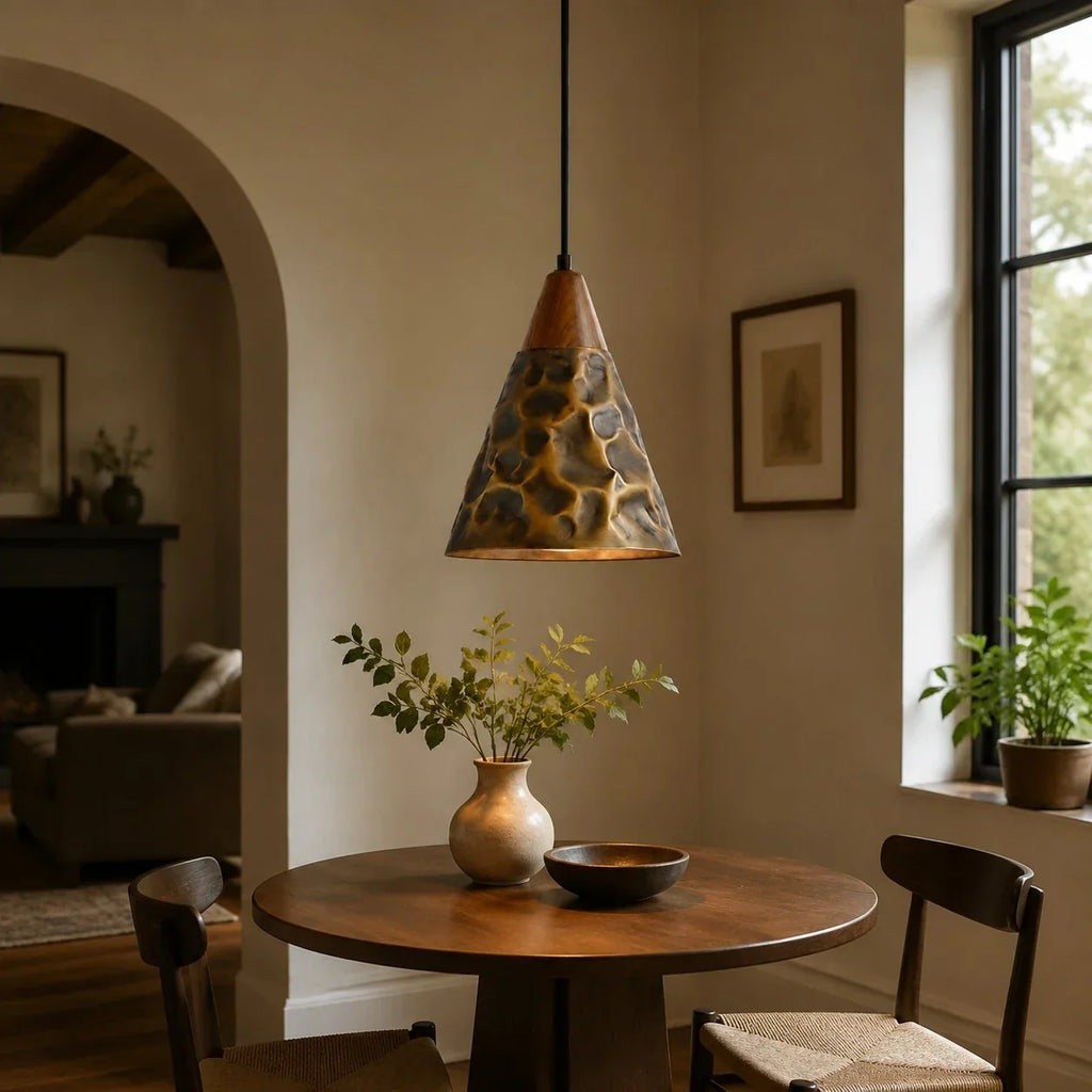 Industrial Hammered Copper Pendant Light