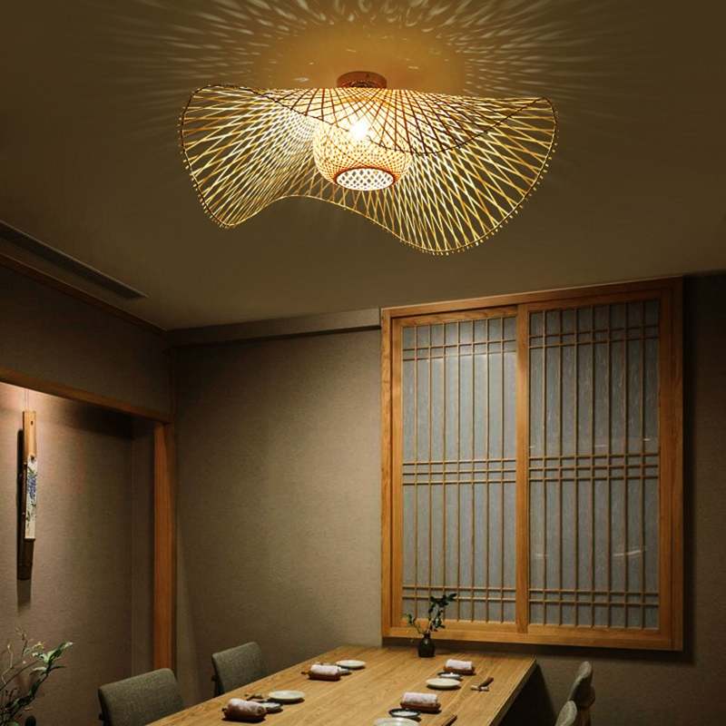 Lámpara colgante de ratán de estilo japonés bohemio Nokari — Luz cálida - Desfino