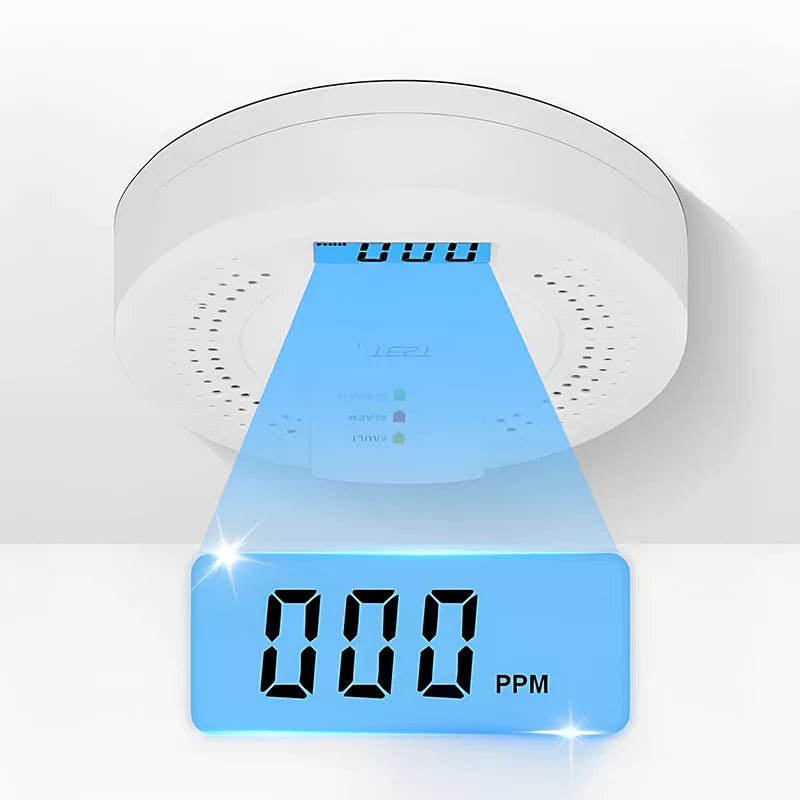 Detetor de monóxido de carbono HomeGuard — Alarme com visor LCD - Desfino