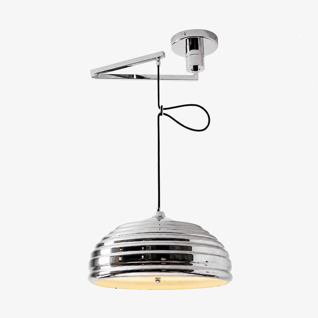 Bauhaus Adjustable Arm Pendant Light — Polished Chrome Industrial Finish