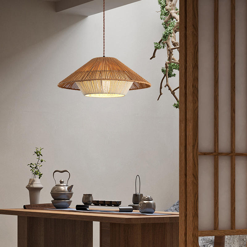 Pleciona japońska lampa wisząca Sora — wisząca lampa w stylu zen boho | Desfino