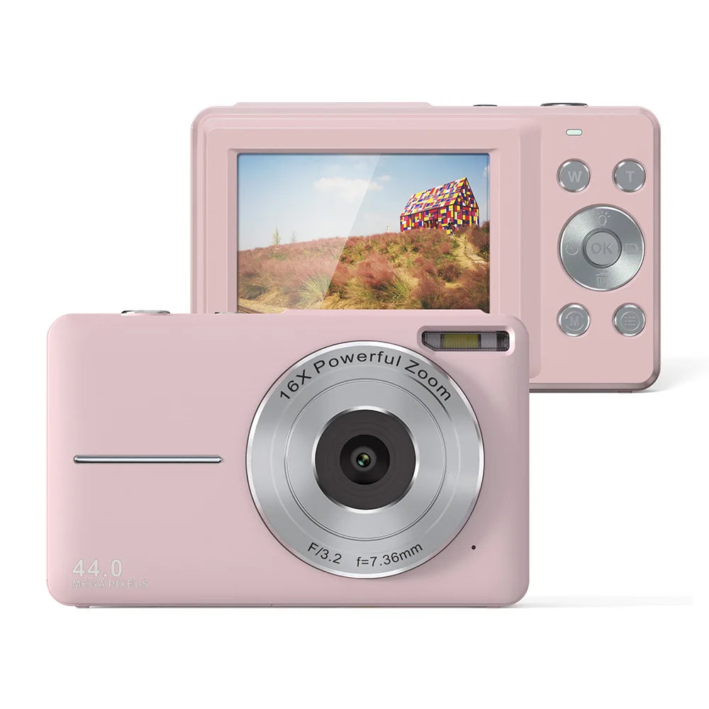 Fotocamera per vlog da 44MP — HD 1080P, zoom 16X, LCD ricaricabile da 2.4 pollici - Desfino