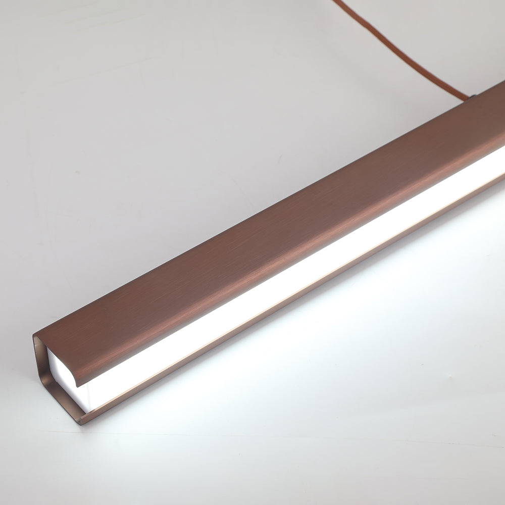 Lampă LED liniară Nexis — metal negru/maro, abajur acrilic reglabil - Desfino
