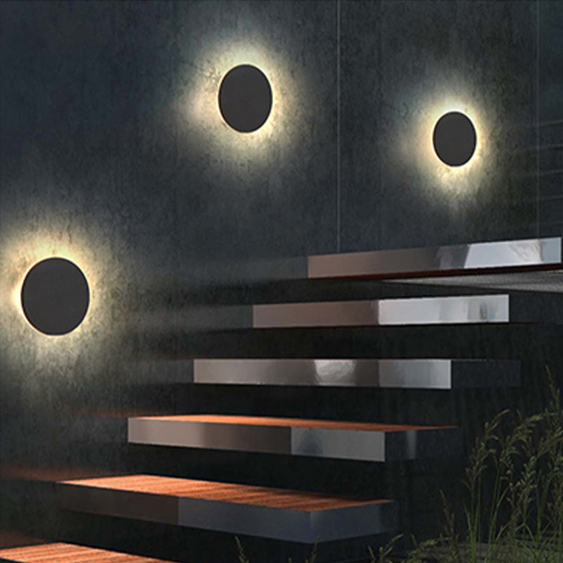 AeroLume Applique murale d’extérieur LED ronde, noire et blanche - Desfino