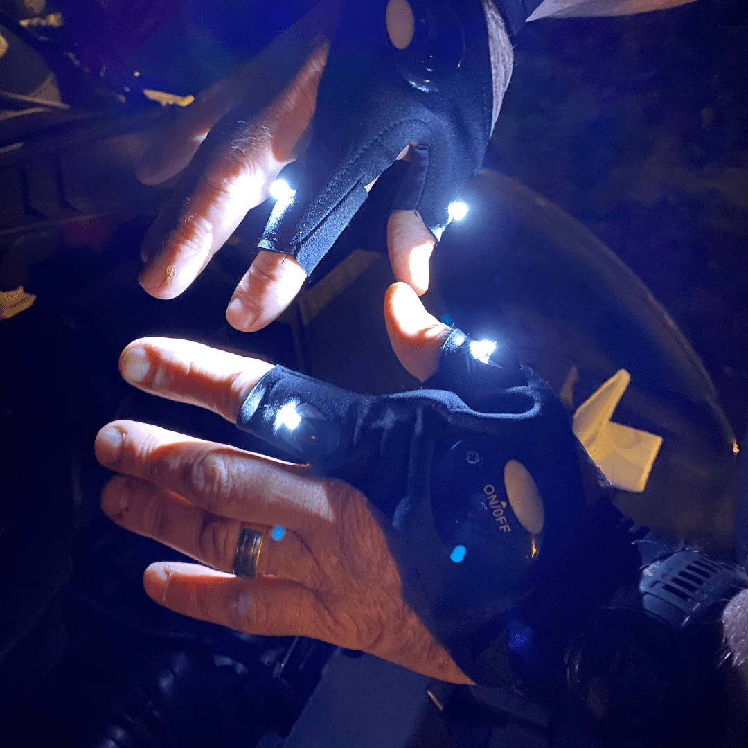 Guanti con luce LED per le dita - Illuminazione da lavoro a mani libere - Desfino