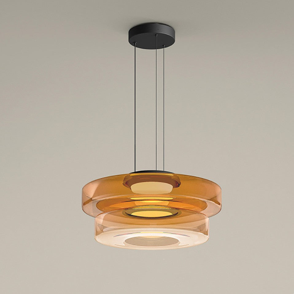 Suspension de plafond en verre Asteron inspirée de la lune et du Bauhaus - Desfino
