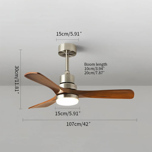 Amerikanischer Retro-Deckenventilator mit 3 Flügeln und Licht | Desfino