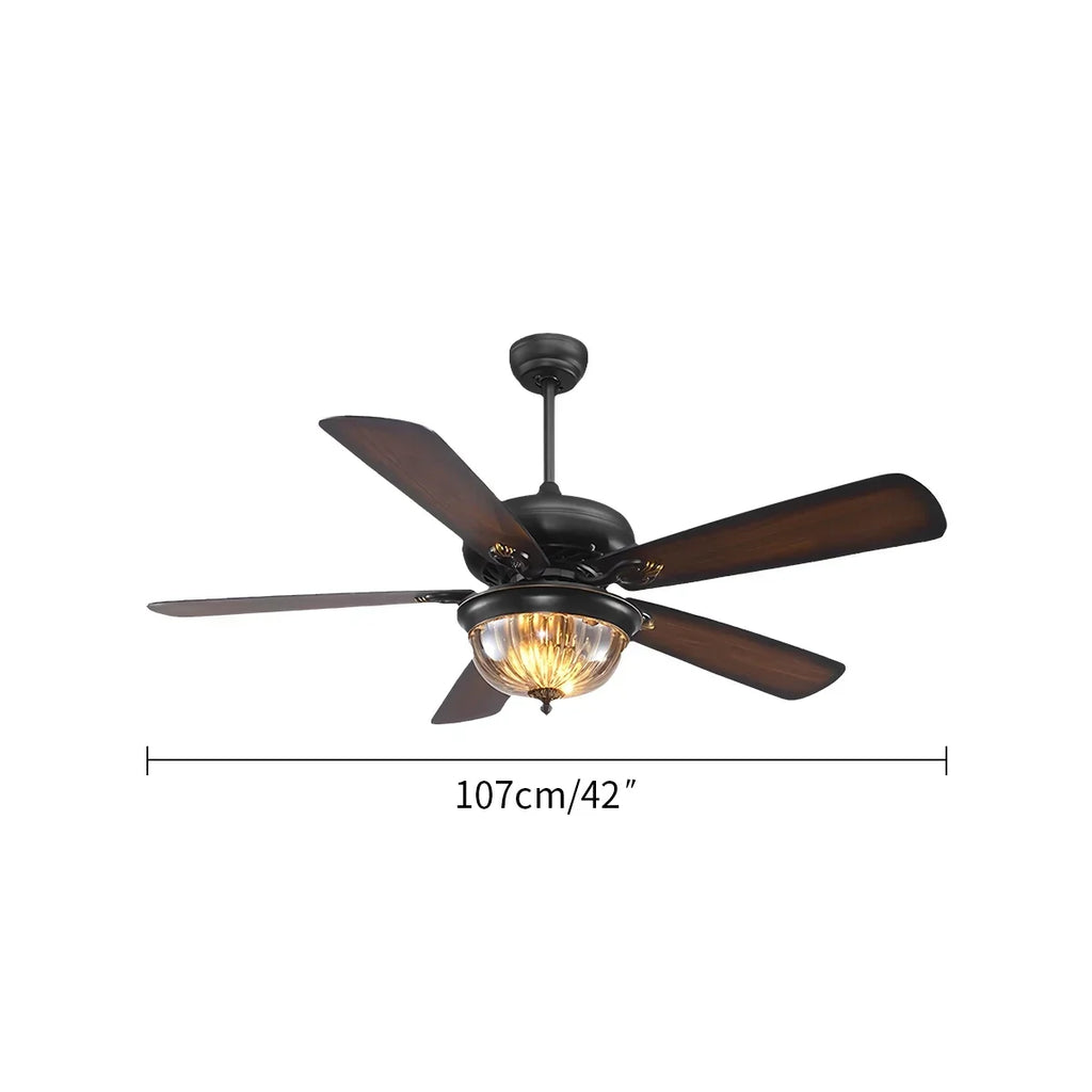 Vintage-Deckenventilator mit Holz und Licht für das Wohnzimmer | Desfino