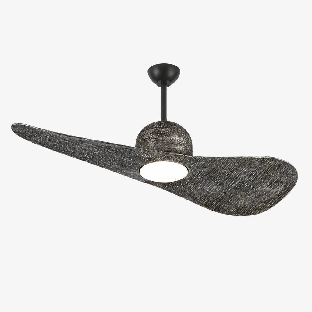 Deckenventilator mit hutähnlicher Leuchte und zwei Flügeln, integrierter LED-Diffusor