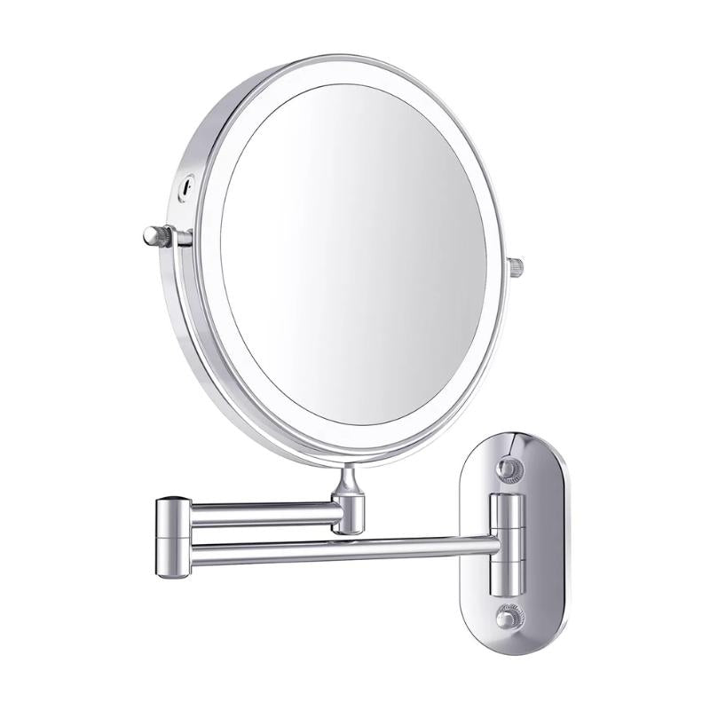 Luminex oplaadbare chromen LED-make-upspiegel - inklapbaar, dubbelzijdig - Desfino
