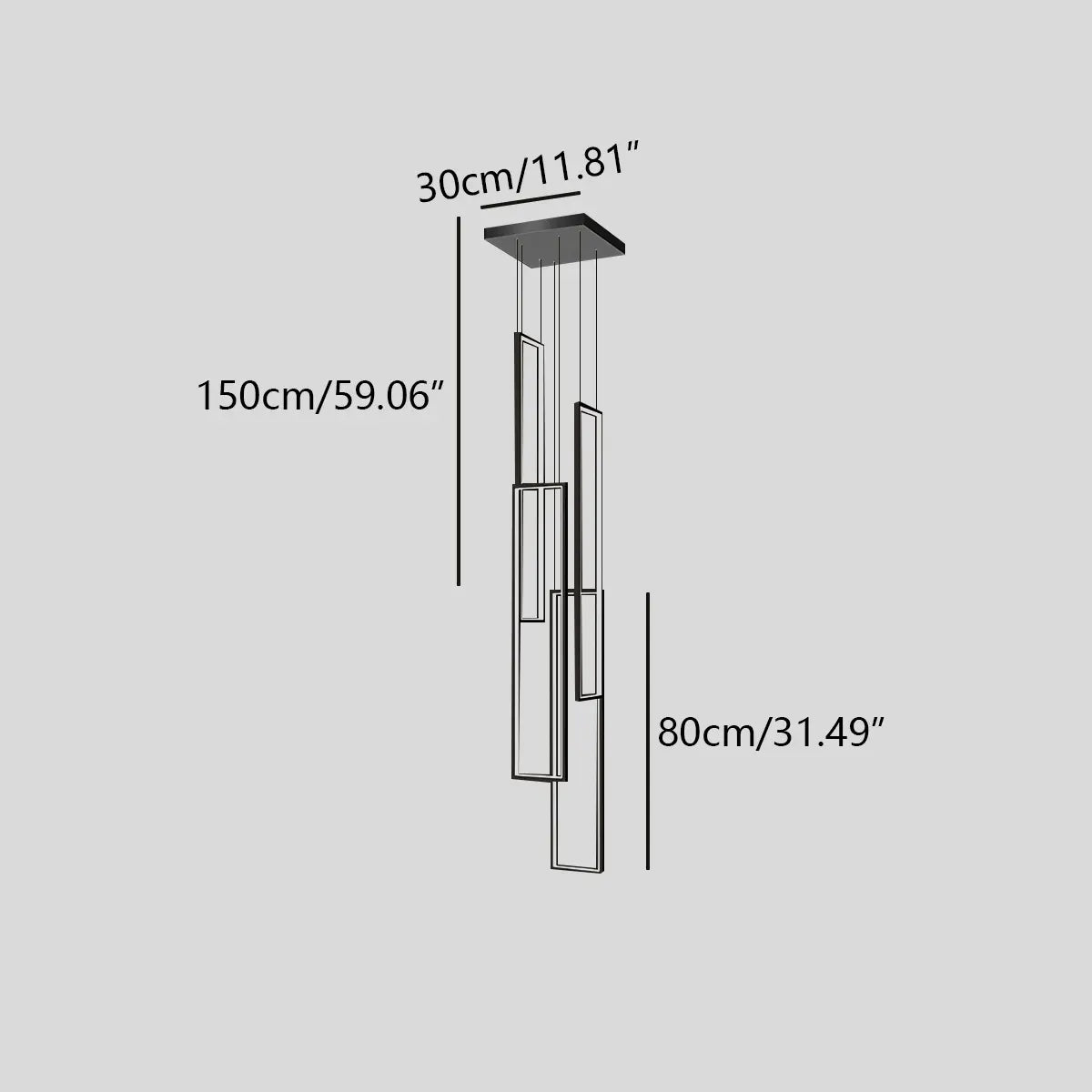Aldarj Rectangular LED Staircase Chandelier | Desfino