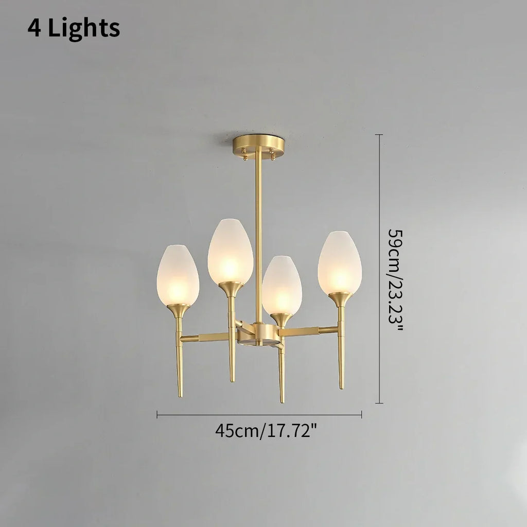 American All-Copper Bud Glass Chandelier | Desfino
