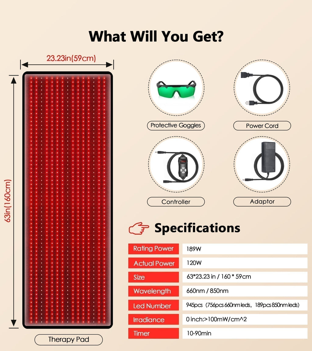 VitaRay Pro Red and Infrared Light Therapy Mat — Remote Included - Desfino