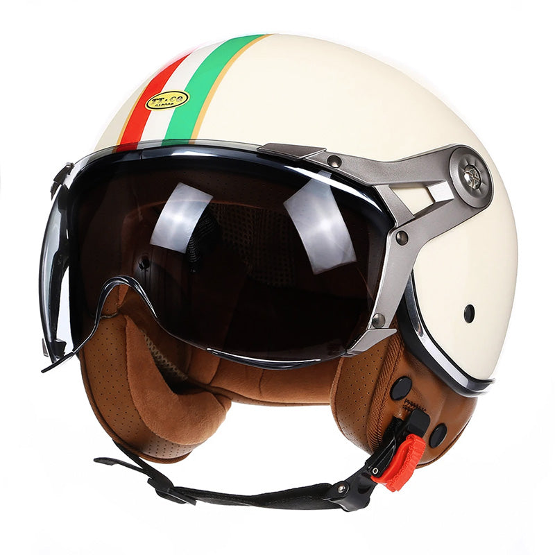 LyraJet Vintage Racer Helmet — Lightweight, Aerodynamic Bubble Visor - Desfino