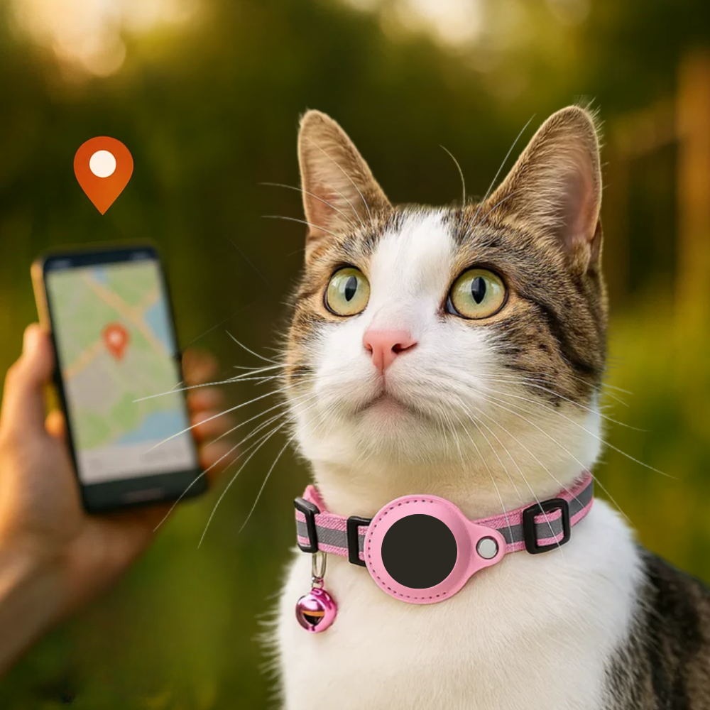 Collier réfléchissant pour chat à ouverture rapide - support réglable pour traceur GPS - Desfino