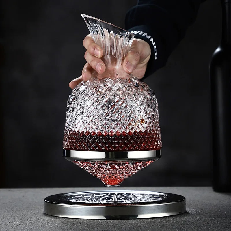 AureoSpin 1500ml 水晶醒酒器 — 360° 旋转醒酒器 - Desfino