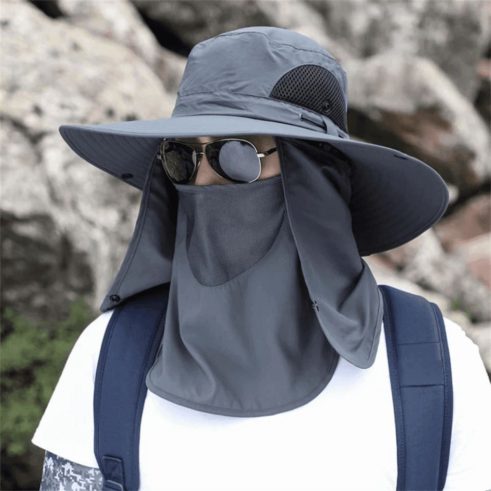 Sonnenhut mit breiter Krempe, 12 cm Krempenbreite - atmungsaktiver Sonnenschutz aus Mesh - Desfino