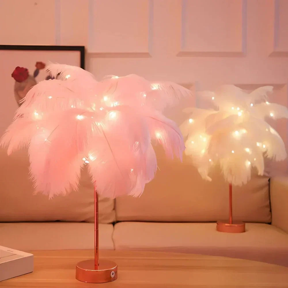 Lampă cu efect de strălucire FeatherLuxe — lumină ambientală blândă, inspirată de pene - Desfino