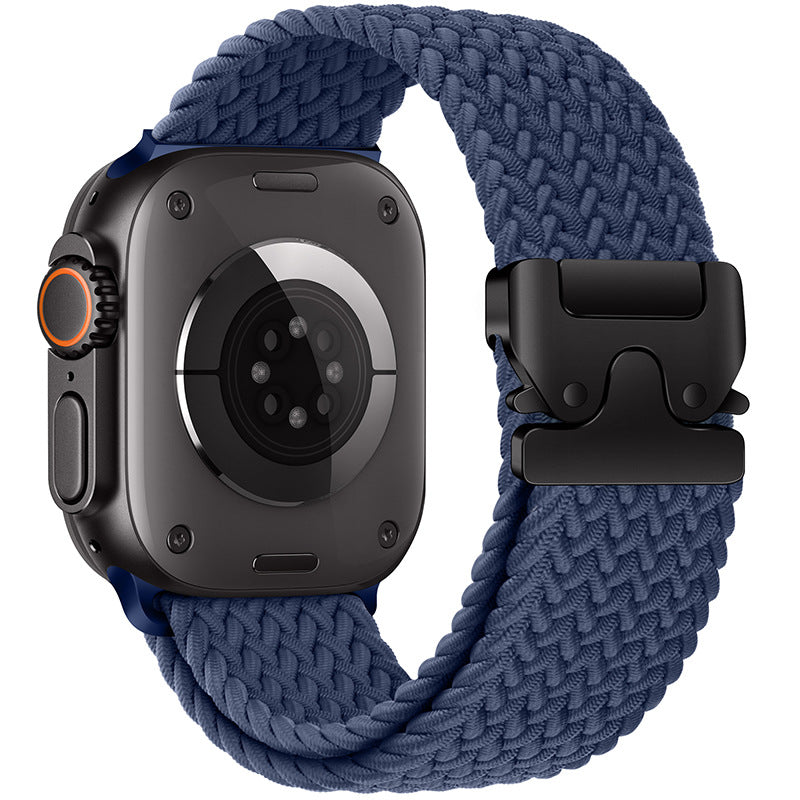 Flätad nylonrem för Apple Watch — fallskärmsspänne, passar handleder på 5–9.5 tum - Desfino