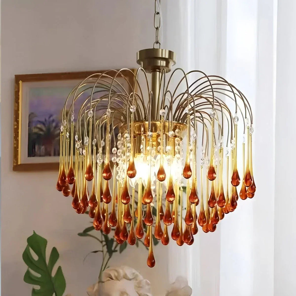 French Retro Water Drop Glass Chandelier | Desfino