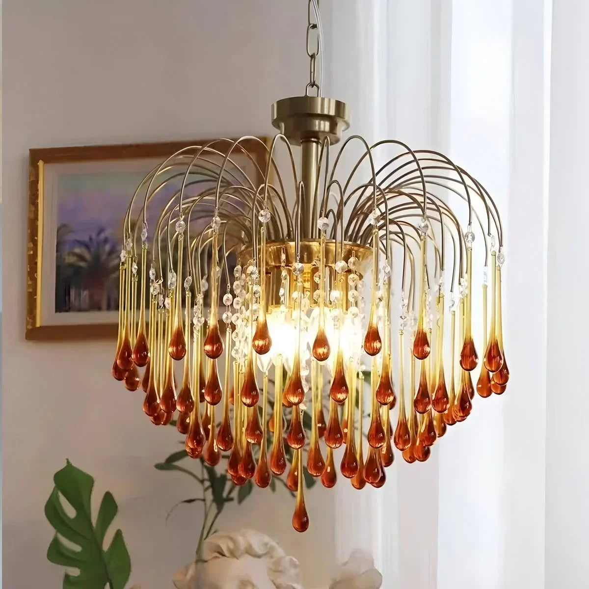 French Retro Water Drop Glass Chandelier | Desfino
