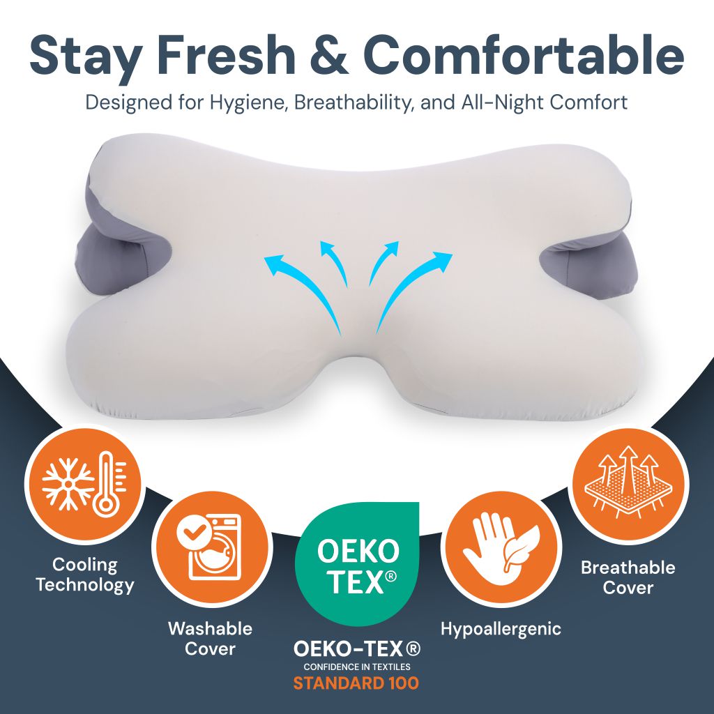 Cuscino ergonomico Kirrea per chi dorme sul fianco - supporto cervicale in memory foam - Desfino