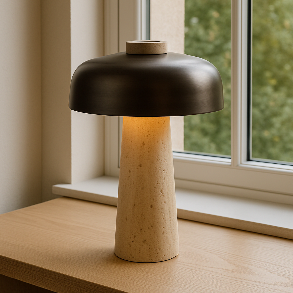 Svamplampa — modern dekorationsbelysning, stenfot | Desfino