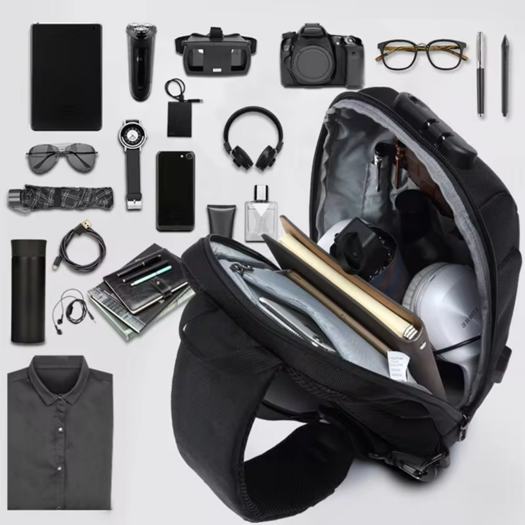 Cortina anti-diefstal-crossbodytas - 3-cijferig slot, USB-opladen - Desfino