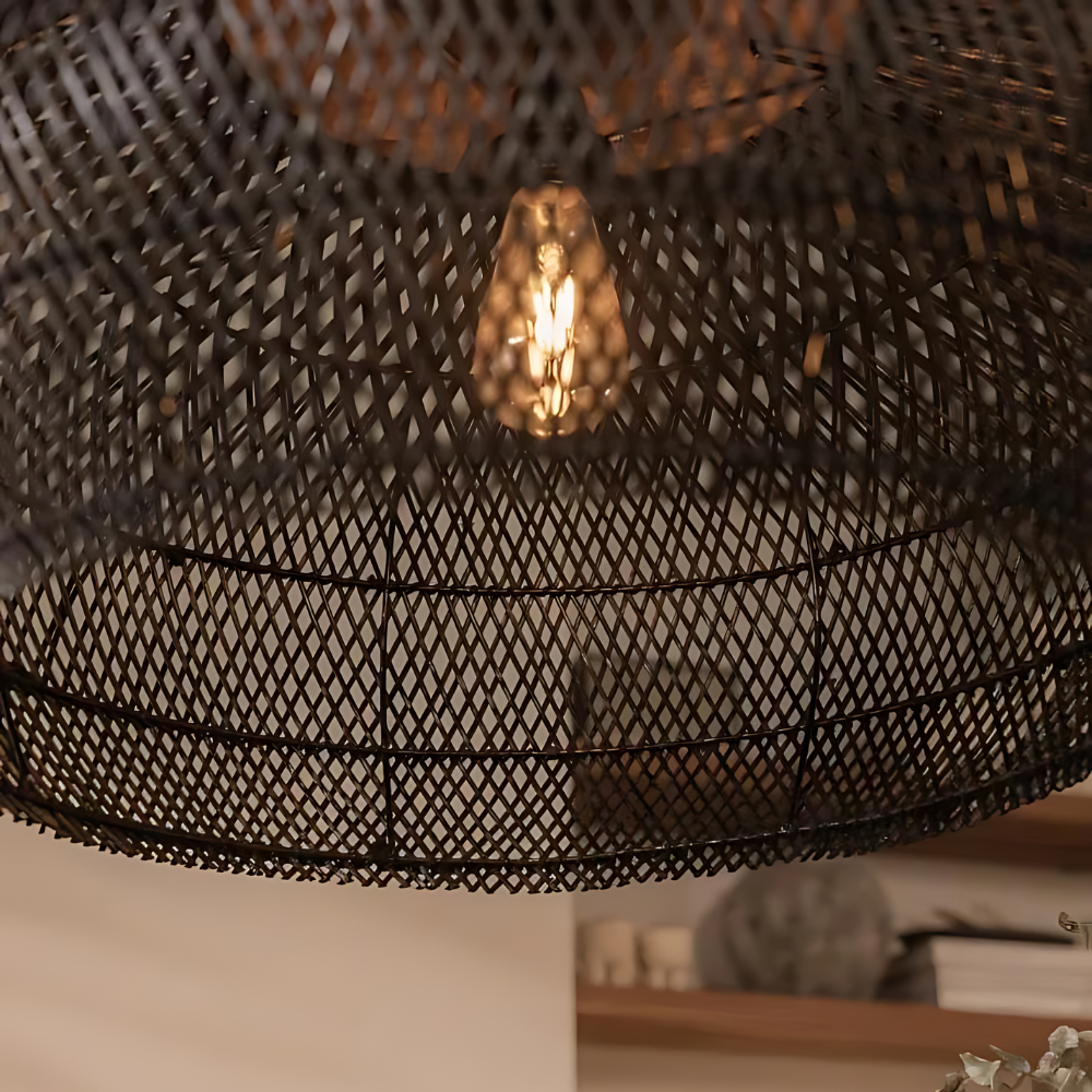 Asterra Rattan Pendant Light — Handwoven Boho Ceiling Fixture - Desfino