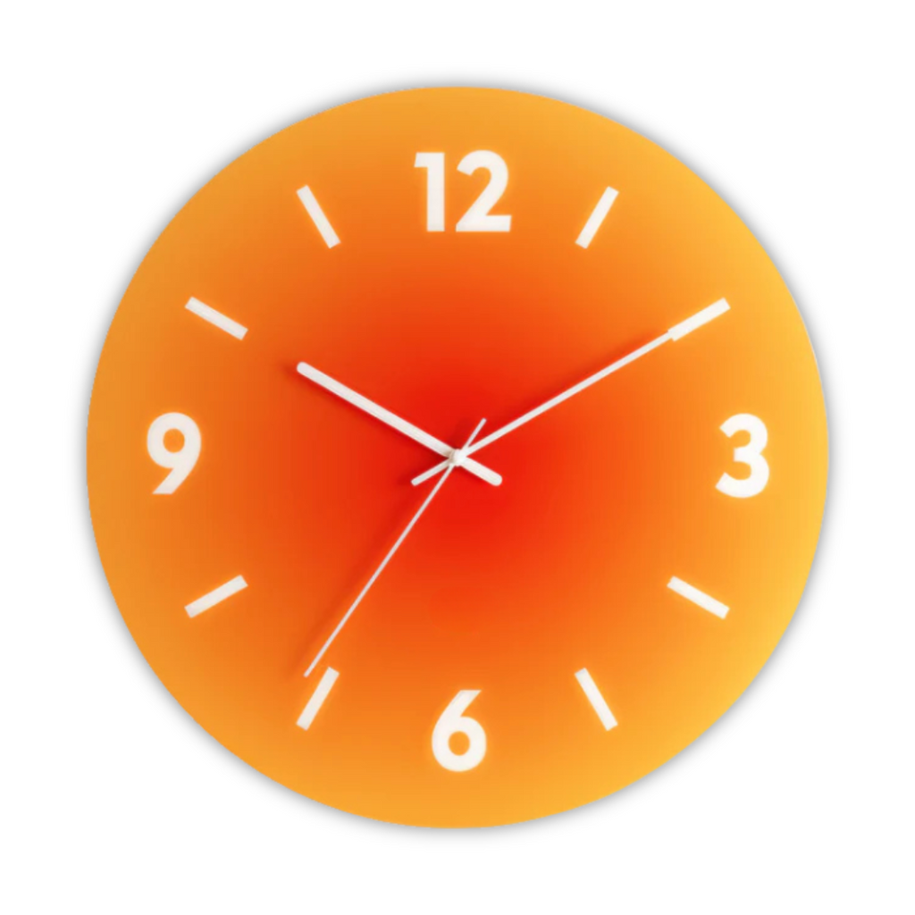 Ceas de perete din sticlă Lumeo Astra Sunset, 30 cm — Mecanism quartz silențios - Desfino