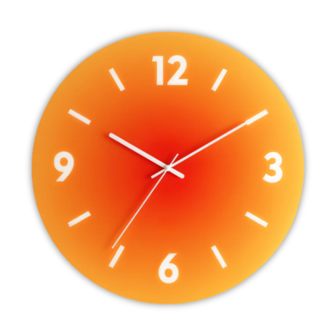 Ceas de perete din sticlă Lumeo Astra Sunset, 30 cm — Mecanism quartz silențios - Desfino