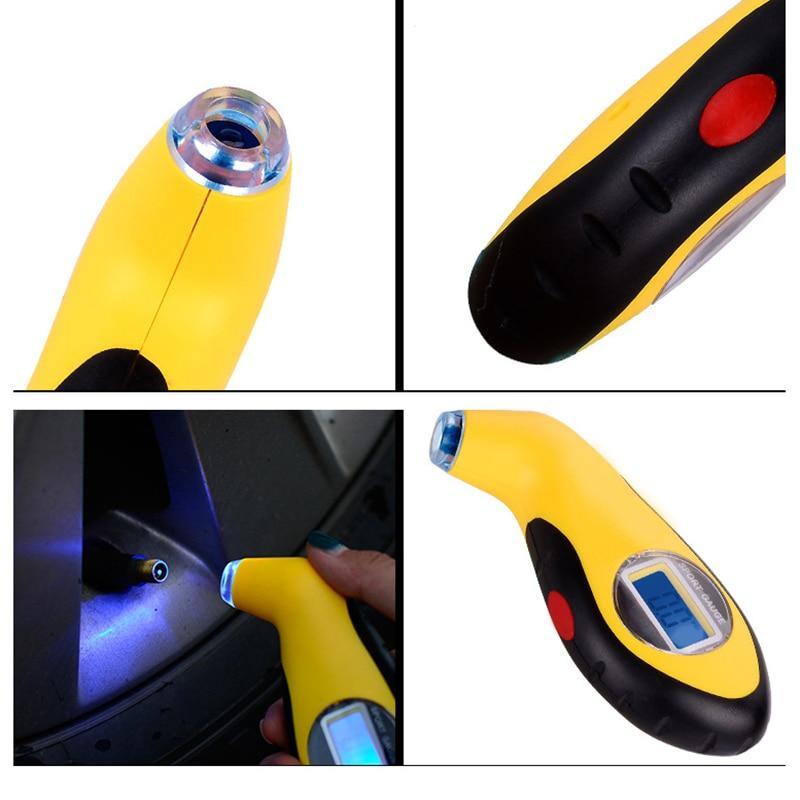 VeloGuard tragbare elektrische Reifenpumpe — beleuchtetes LCD-Manometer - Desfino