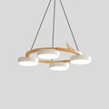 Round Wood Chandelier with Bird Accents for Living Room | Desfino