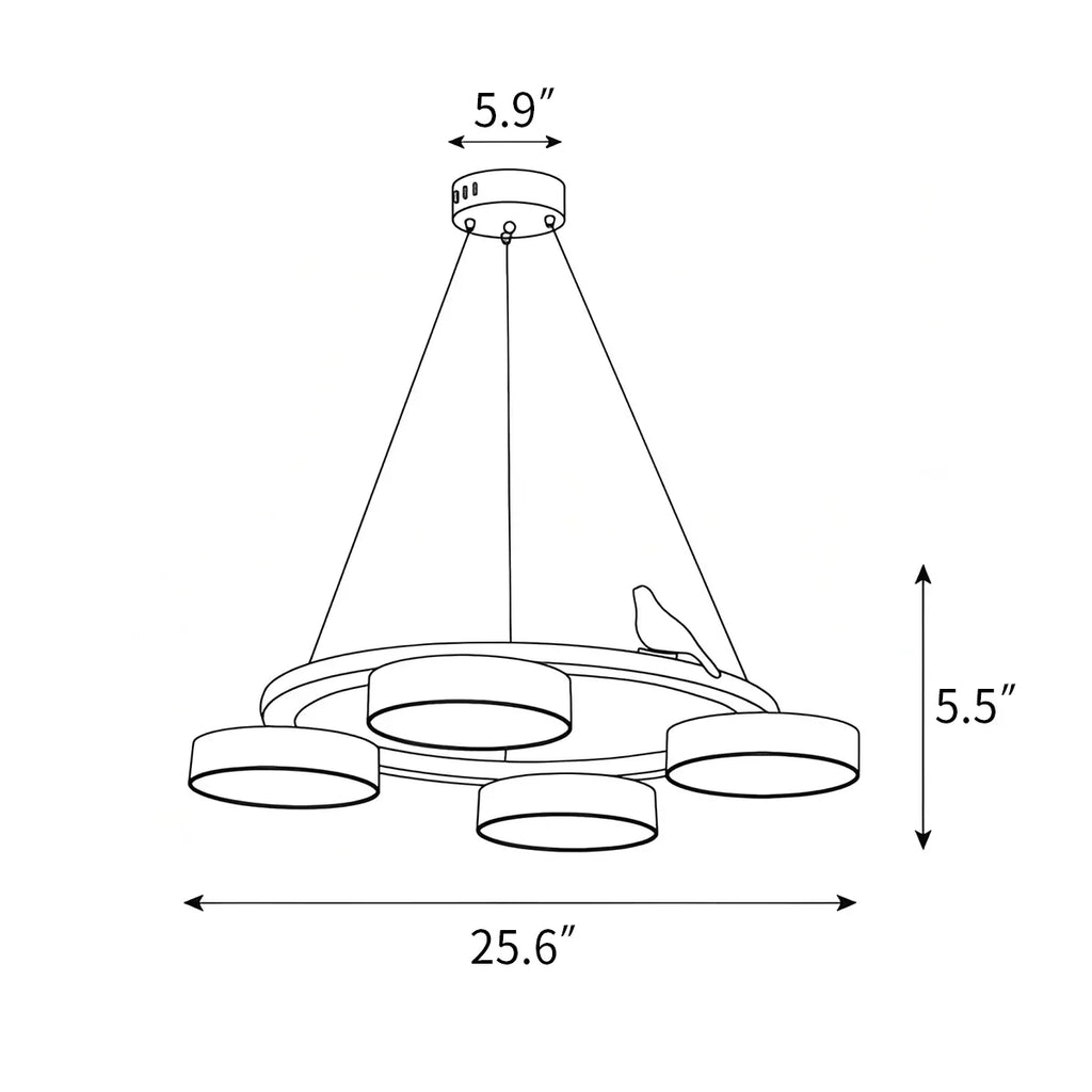 Round Wood Chandelier with Bird Accents for Living Room | Desfino