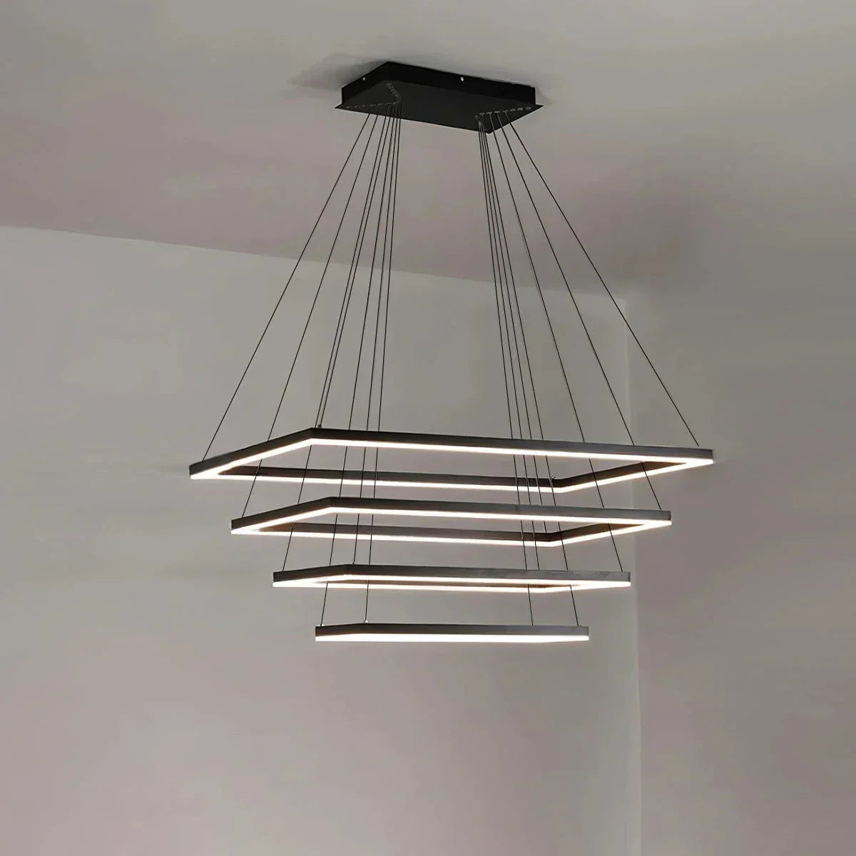 Modern Black Tiered Rectangular Chandelier | Desfino