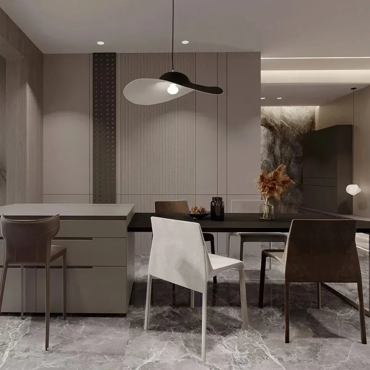 Straw Hat Acoustic Pendant Light for Dining room | Desfino