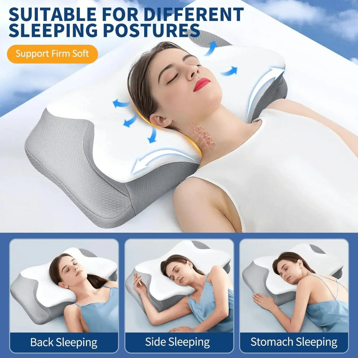 Cuscino in memory foam a farfalla SomniWing — supporto cervicale ortopedico - Desfino