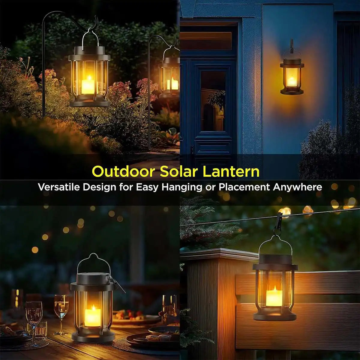 Solar Flameless Candle Lantern Hanging Light | Desfino