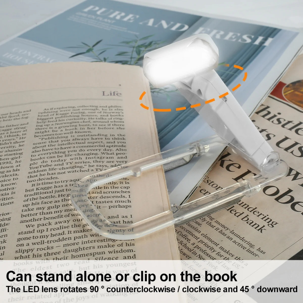 LumaLeaf per USB aufladbare LED-Buchleuchte mit Clip, verstellbar - Desfino