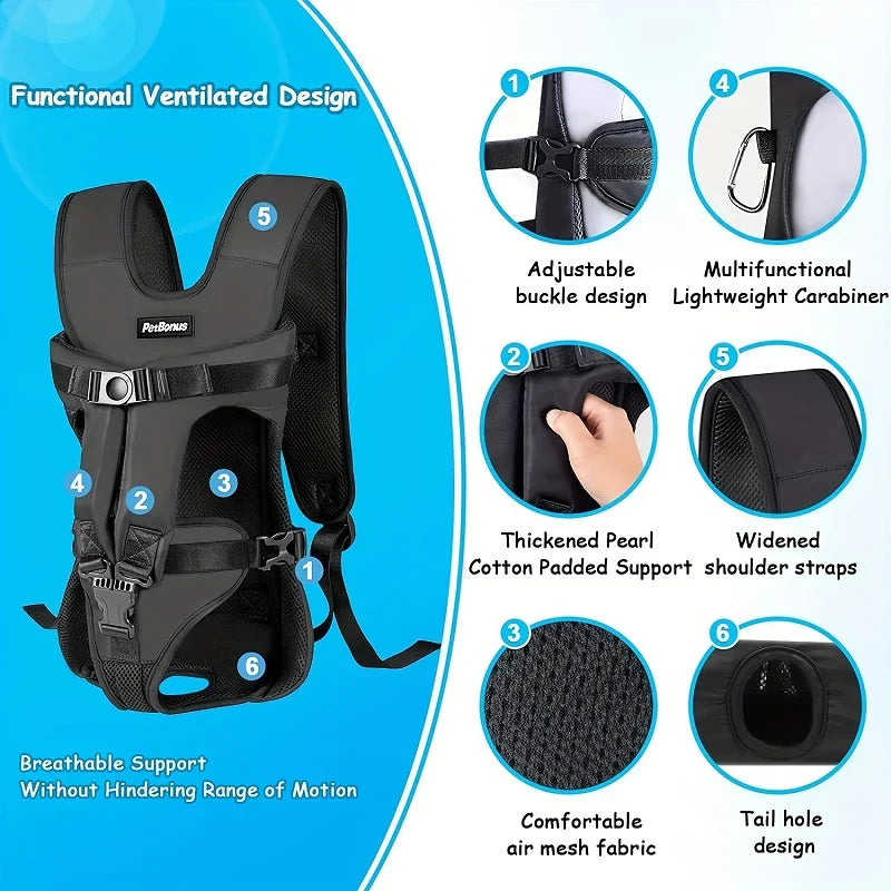 LumaTrail Rucsac frontal pentru transportul câinilor — mic/mediu, sub 35 lbs - Desfino