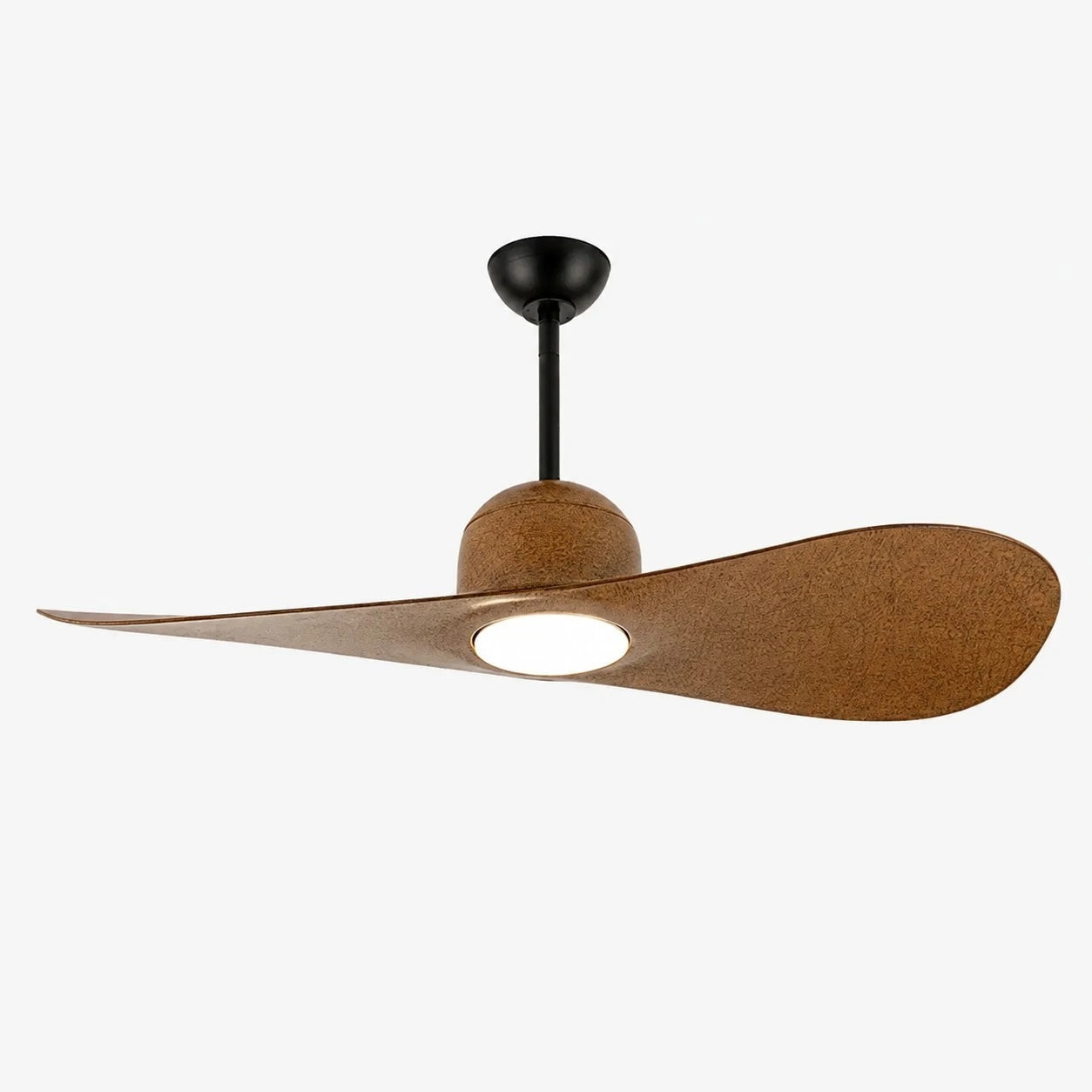 Deckenventilator mit hutähnlicher Leuchte und zwei Flügeln, integrierter LED-Diffusor