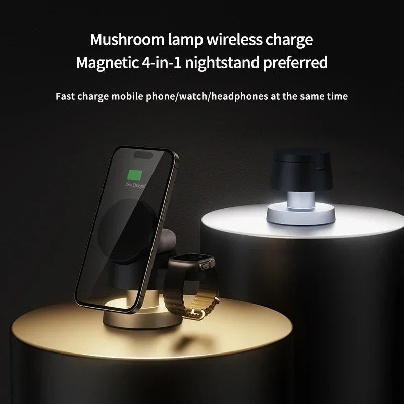 LuminaFlex Four-in-One Magnetic Wireless Charger Night Light | Desfino