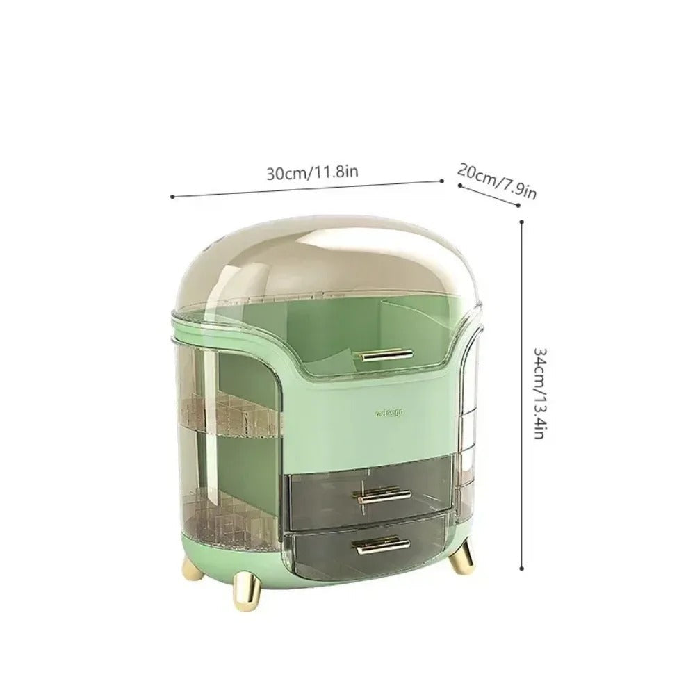 CrystalView Organisateur de maquillage - Grande boîte de rangement antipoussière - Desfino