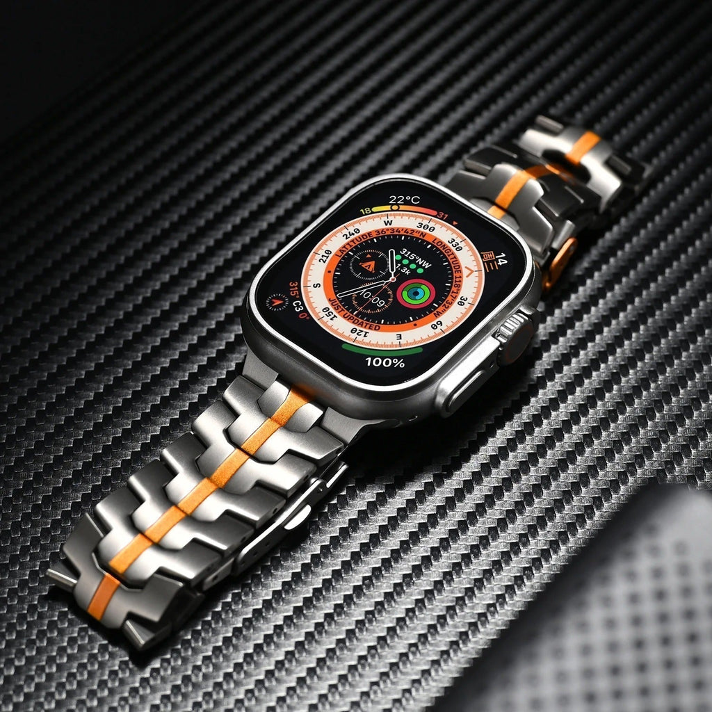 Cinturino in titanio per Apple Watch Veralis — Fibbia ipoallergenica - Desfino